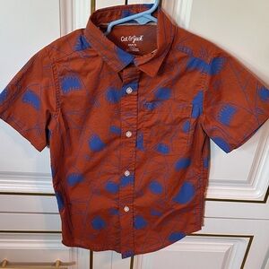 Cat & Jack Kids' shark Orange and Blue Button-Down Shirt